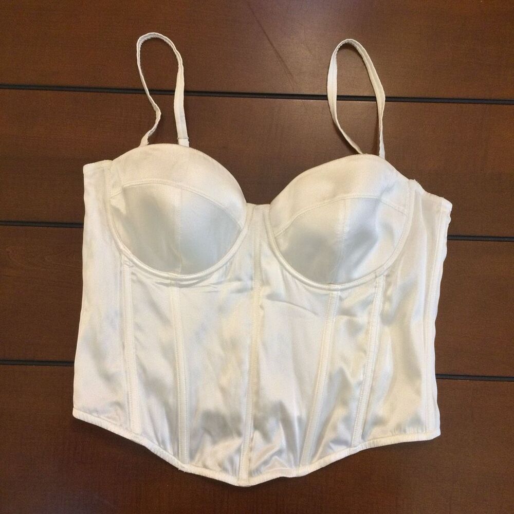 Fleur Du Mal silk blend corset bustier xl cream women